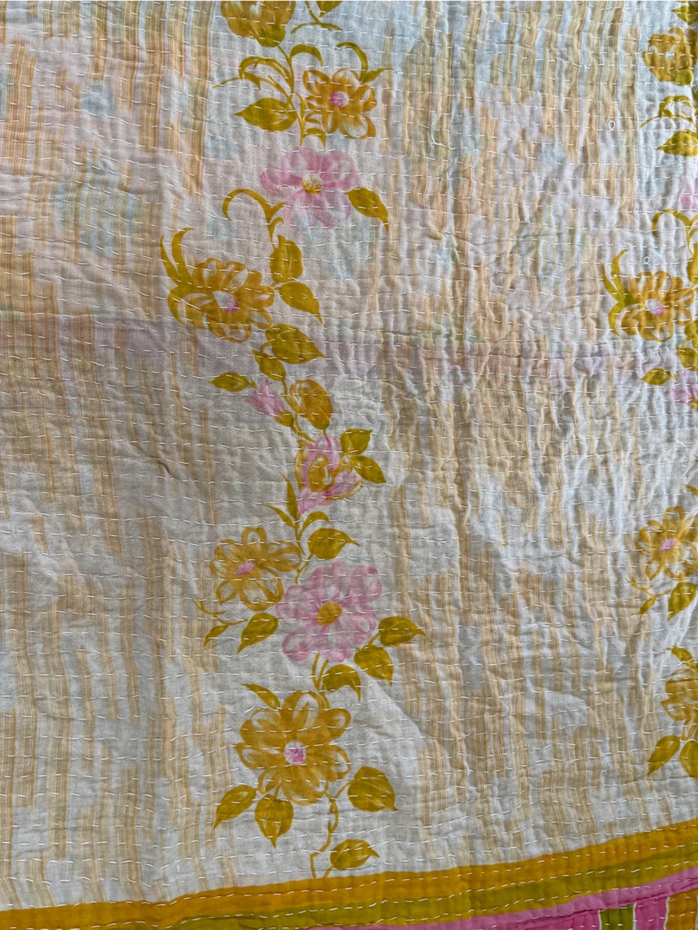 Pastel Floral Kantha Blanket Throw - Picture 10 of 14